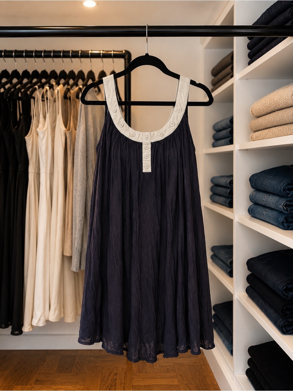 3.1 Phillip Lim Navy Tent Dress | Scoop Neck Mini Dress | Designer Boho Luxury